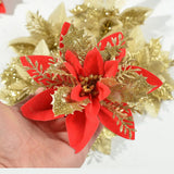 5pcs Large Golden Silver Powder Rose Artificial Flower Heads For Home