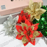 5pcs Large Golden Silver Powder Rose Artificial Flower Heads For Home