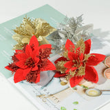 5pcs Large Golden Silver Powder Rose Artificial Flower Heads For Home
