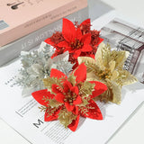5pcs Large Golden Silver Powder Rose Artificial Flower Heads For Home