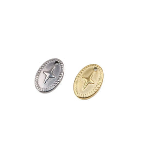 5pcs Stainless Steel High Oval Star Charms Pendant DIY Necklace Earrings