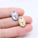5pcs Stainless Steel High Oval Star Charms Pendant DIY Necklace Earrings