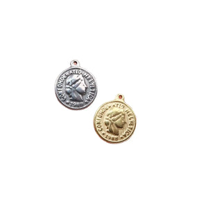 5pcs 15mm Stainless Steel Coin Charms DIY Pendant 2 Colors