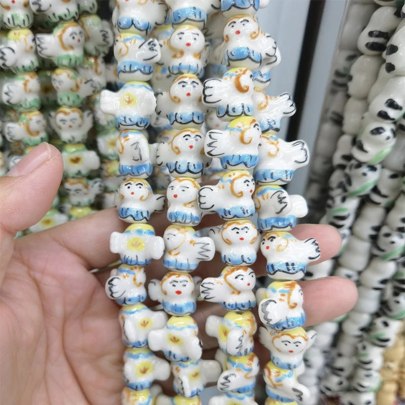 5pcs Colorful Small Angel Shape Ceramic Beads DIY Jewelry Accessories