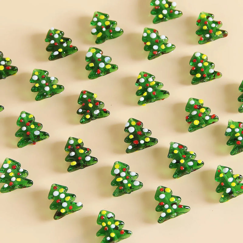 5pcs Christmas Tree Lampwork Beads For Jewelry Making