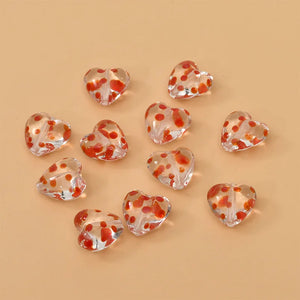 5pcs 16mm Wave Point Heart Lampwork Beads DIY Spacer Glass Beads
