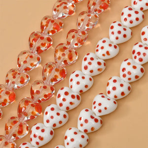 5pcs 16mm Wave Point Heart Lampwork Beads DIY Spacer Glass Beads