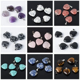 5pcs 16mm Heart Natural Stone Pendants DIY Jewelry Crafts Findings