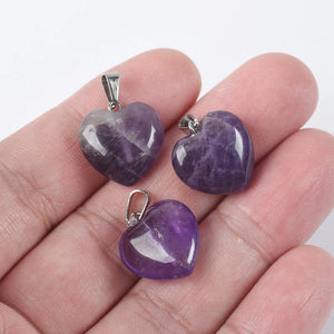 5pcs 16mm Heart Natural Stone Pendants DIY Jewelry Crafts Findings
