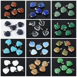 5pcs 16mm Heart Natural Stone Pendants DIY Jewelry Crafts Findings