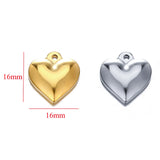 5pcs 16mm Stainless Steel Heart Pendant Charms DIY Jewelry Findings