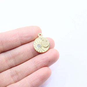 5pcs Stainless Steel High Sun Moon Stone Charm Pendant DIY Jewelry 2 Colors