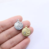 5pcs Stainless Steel High Sun Moon Stone Charm Pendant DIY Jewelry 2 Colors