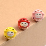 5pcs 16x15.5mm Colorful Lucky Cat Ceramic Beads for Jewelry Making