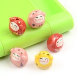 5pcs 16x15.5mm Colorful Lucky Cat Ceramic Beads for Jewelry Making