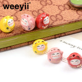 5pcs 16x15.5mm Colorful Lucky Cat Ceramic Beads for Jewelry Making