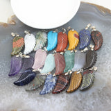 5pcs 16x35mm Natural Gemstone Angel Wing Pendants
