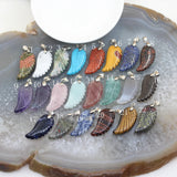 5pcs 16x35mm Natural Gemstone Angel Wing Pendants