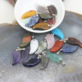 5pcs 16x35mm Natural Gemstone Angel Wing Pendants