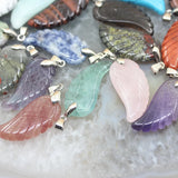 5pcs 16x35mm Natural Gemstone Angel Wing Pendants