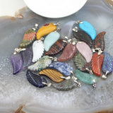 5pcs 16x35mm Natural Gemstone Angel Wing Pendants