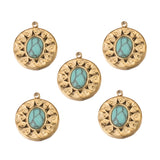 5pcs Natural Stone Sun Flower Charms Stainless Steel Bohemia Star Pendant