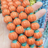 5pcs Pumpkin Ceramic Beads, DIY Jewelry Making Spacer Bead