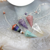 5pcs Natural Stone Crystal Pendulum Pendant 17x36mm