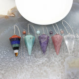 5pcs Natural Stone Crystal Pendulum Pendant 17x36mm