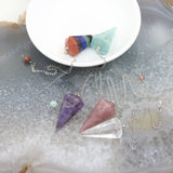 5pcs Natural Stone Crystal Pendulum Pendant 17x36mm