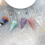 5pcs Natural Stone Crystal Pendulum Pendant 17x36mm