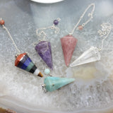 5pcs Natural Stone Crystal Pendulum Pendant 17x36mm