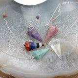 5pcs Natural Stone Crystal Pendulum Pendant 17x36mm