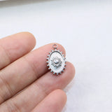 5pcs Stainless Steel Oval Star Charms Pendant DIY Jewelry 2 Colors