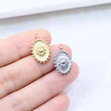 5pcs Stainless Steel Oval Star Charms Pendant DIY Jewelry 2 Colors