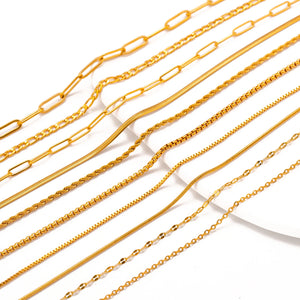 5pcs 18K PVD Plated Stainless Steel Cuba Cross O Ripple Twisted Chain Necklace