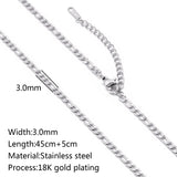 5pcs 18K PVD Plated Stainless Steel Cuba Cross O Ripple Twisted Chain Necklace