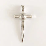 5pcs 18KGP Cross Sword Cage Lockets DIY Pearl Gem Bead Pendant