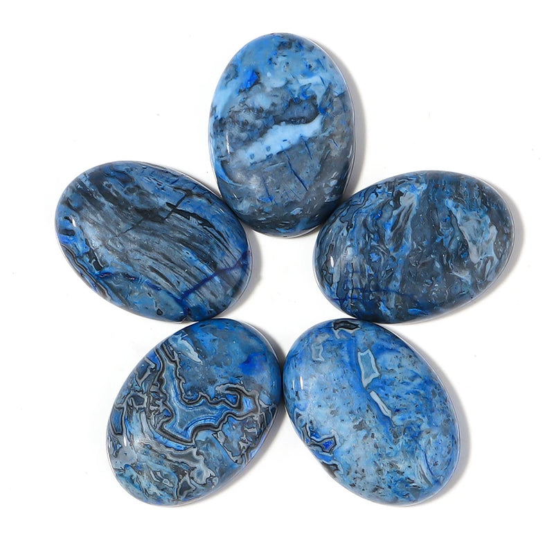 5pcs 18x25mm Oval Natural Stone Impressionism Stripe Cabochons