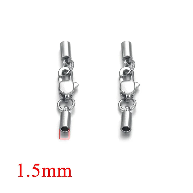 5pcs Stainless Steel Lobster Clasp Crimp End Cover for Jewelry Making