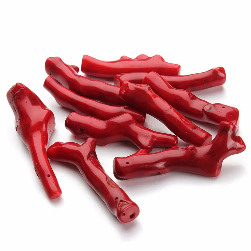 5pcs Natural Red Coral Loose Beads Tree Branch Coral Pendant Charms