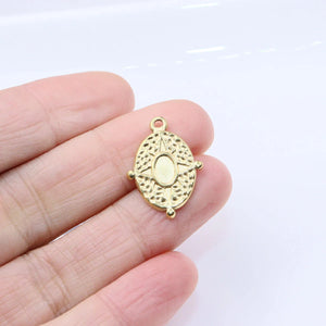 5pcs 20*16mm Stainless Steel Oval Star Charms Pendant DIY Necklace Earrings