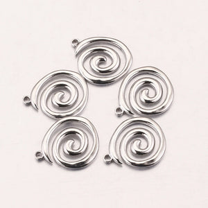 5pcs Gold-Plate Spiral Charms Stainless Steel Connectors for Jewelry DIY
