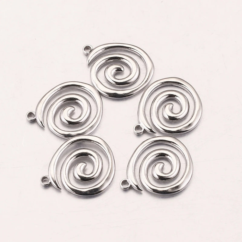 5pcs Gold-Plate Spiral Charms Stainless Steel Connectors for Jewelry DIY