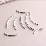 5pcs 925 Silver Curved Noodle Tube Spacer Beads for DIY Jewelry Making