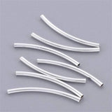 5pcs 925 Silver Curved Noodle Tube Spacer Beads for DIY Jewelry Making