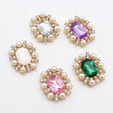 5pcs Metal Rectangular Crystal Pearl Jewelry DIY Hair Clip Wedding Accessory