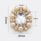 5pcs Metal Rectangular Crystal Pearl Jewelry DIY Hair Clip Wedding Accessory