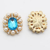 5pcs Metal Rectangular Crystal Pearl Jewelry DIY Hair Clip Wedding Accessory