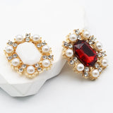 5pcs Metal Rectangular Crystal Pearl Jewelry DIY Hair Clip Wedding Accessory